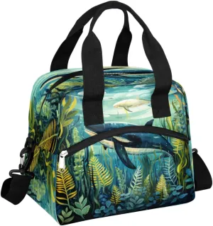 Lunch Bag Women Ocean Animal Insulated Lunch Bag Men Lunch Box Waterproof Thermal Cooler Tote Bags with Shoulder Strap Seaweed Lunch Tote Bag for Work, Picnic, Travel for Adult