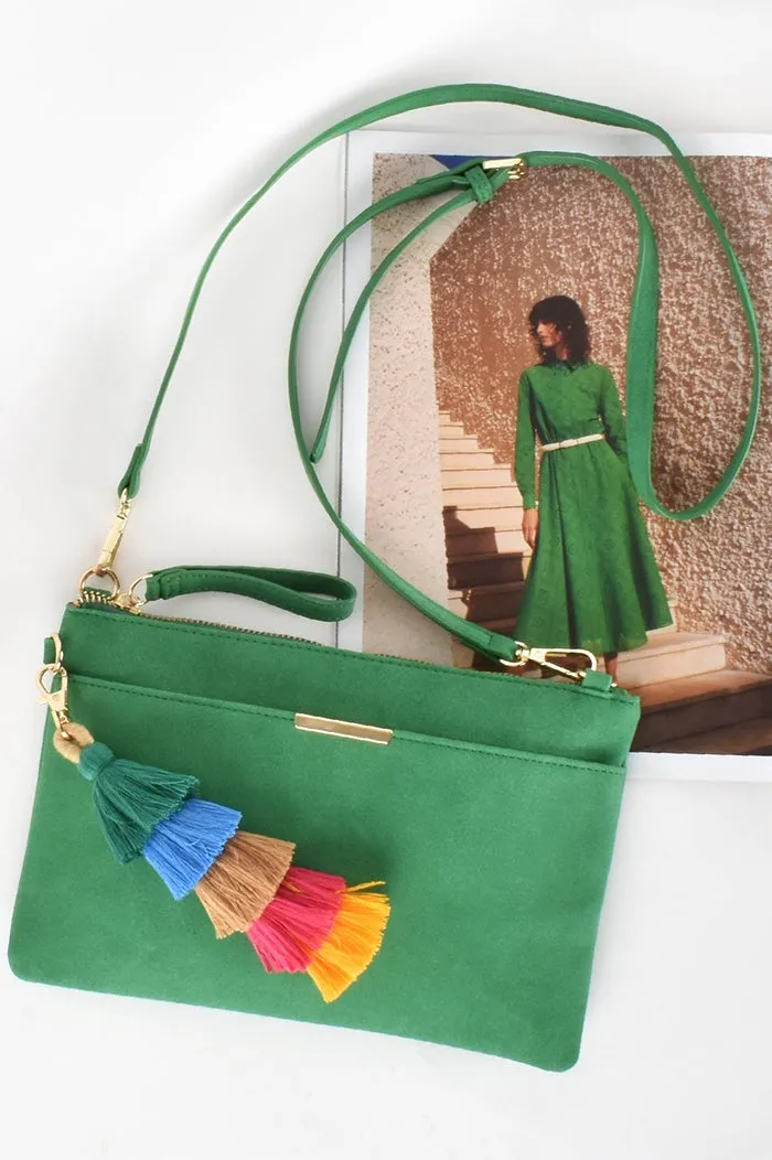Lylah Tassel Crossbody Bag - Green