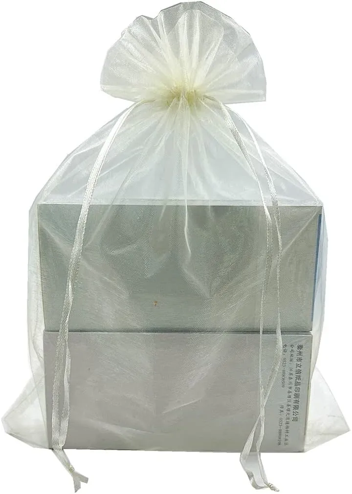 LYSXP 30PCS Large Sheer Organza Bags 10x14Inch, Ivory Wedding Favor Bags with Drawstring Party Christmas Candy Bag…