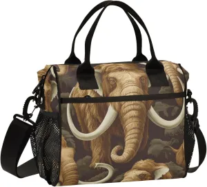 Mammoth Elephants Large Lunch Tote Bag Insulated Lunch Boxes with Adjustable Shoulder Strap