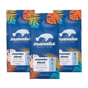 Manatee Gourmet Coffee, Ground, Medium Roast, Manatee Blend 3 Bags 12 oz. Each