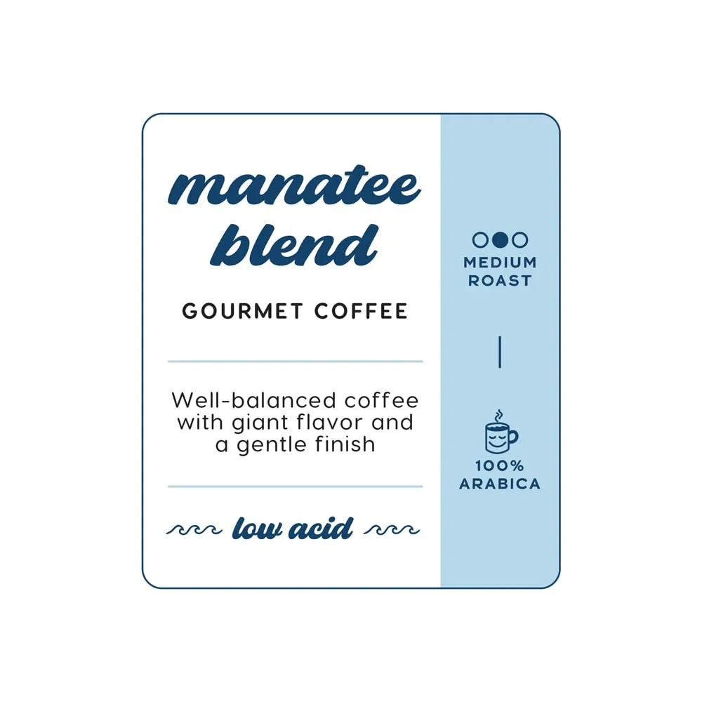 Manatee Gourmet Coffee, Ground, Medium Roast, Manatee Blend 3 Bags 12 oz. Each