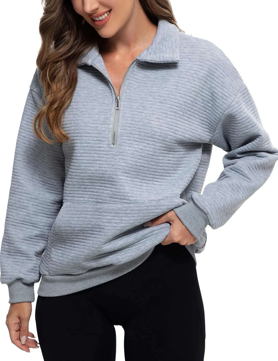 MathCat Womens Oversized Sweatshirts Half Zip Pullover Hoodies Casual Sweaters Loose Fit Fall Winter Fashion Clothes Outfits