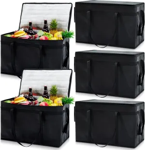 Maxcheck Insulated Food Delivery Bag XXXL Large Capacity Hot Cold Grocery Tote Bag Reusable Warming Cooler Pizza Catering Carrier for Commercial Travel Lunch Shopping Gifts(Black,6)