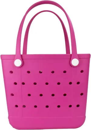 Medium Beach Bag, Waterproof Rubber Beach Bag, Washable Open Tote Bag Durable Tote Travel Bags for Outdoor Sport