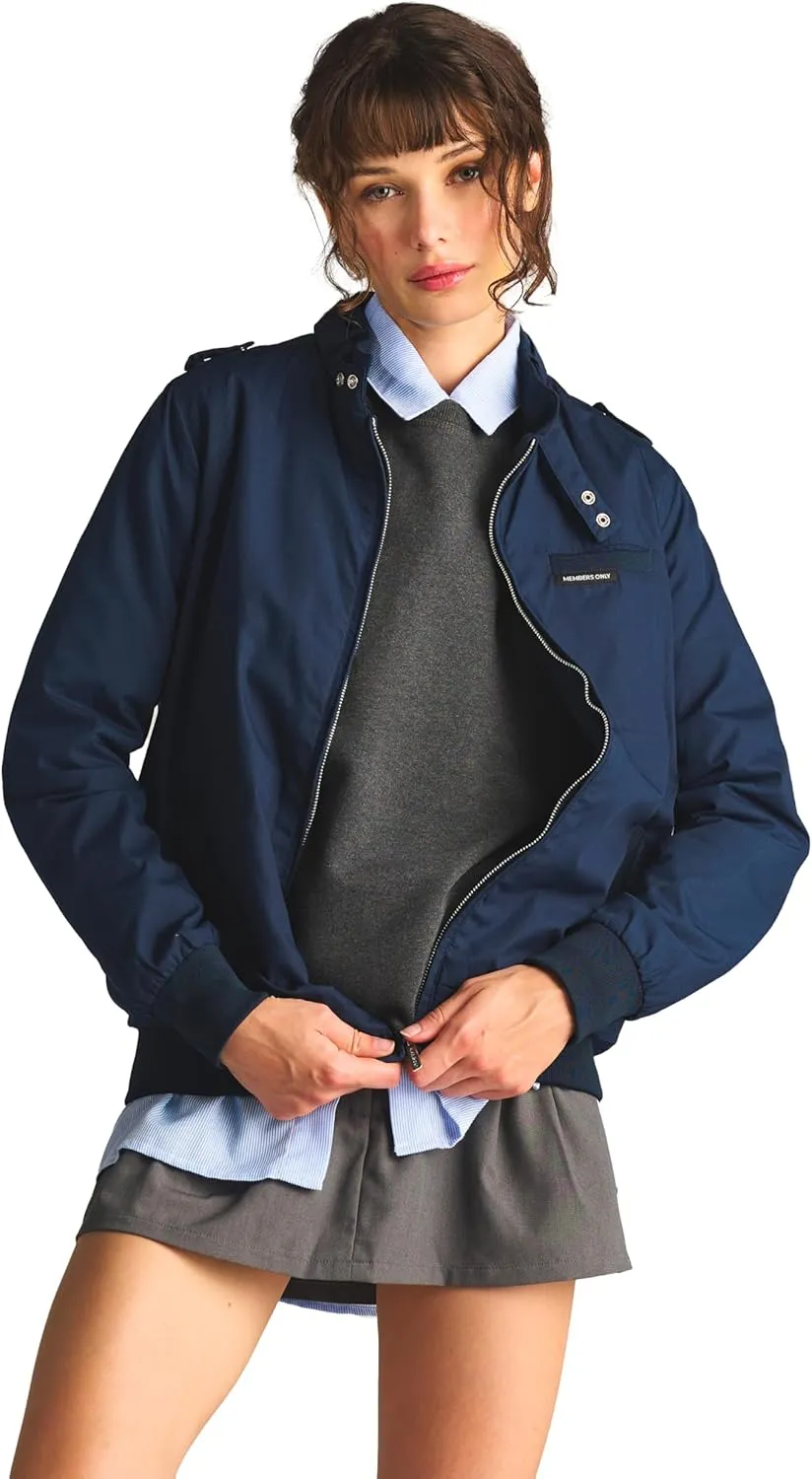 Members Only Women's Classic Iconic Racer Jacket | Spring Jackets for Women | Slim Fit | Womens Jacket | Bomber Jacket Womens