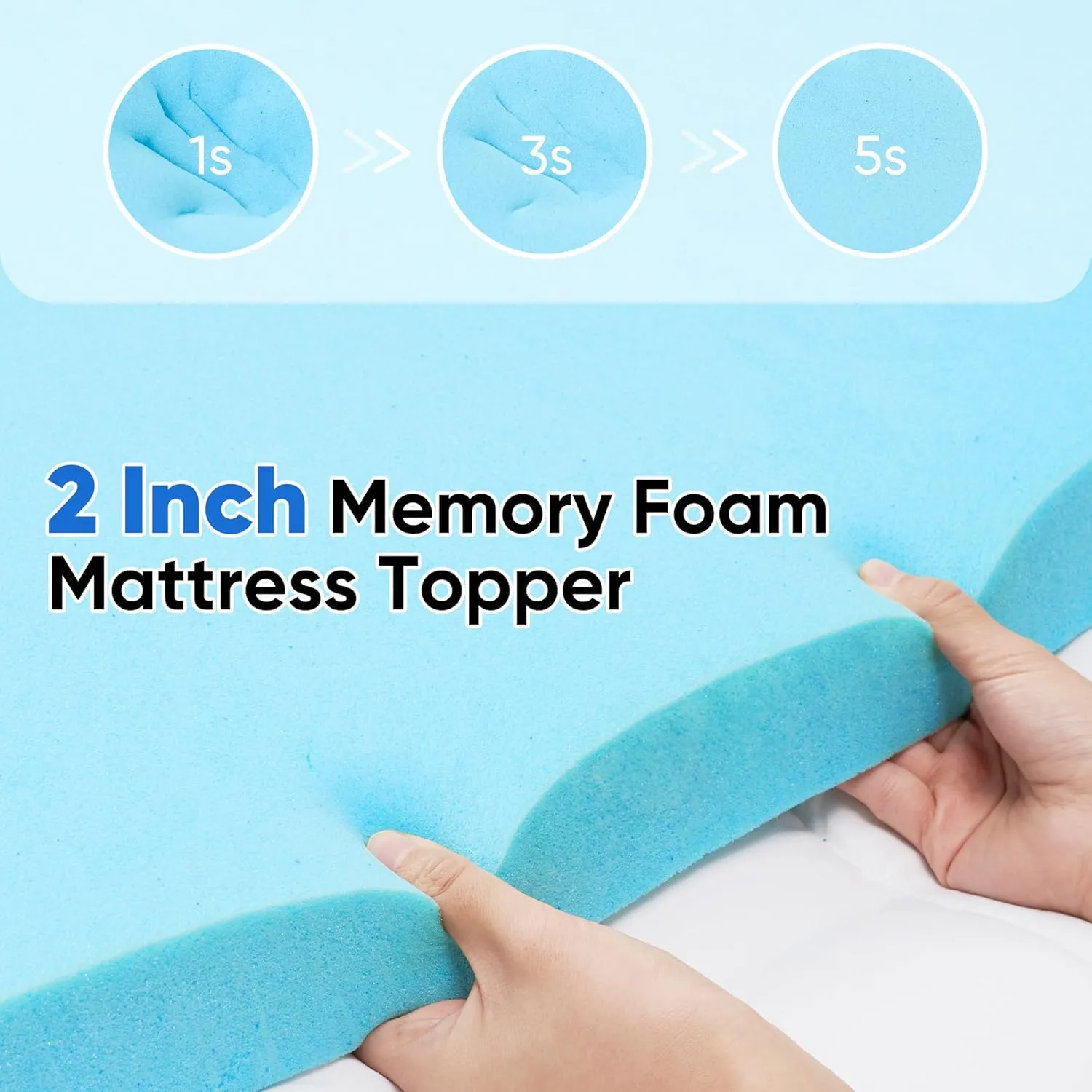 Memory Foam Mattress Topper Dual Layer 4 Inch Queen Size, 2 Inch Cooling Gel Memory Foam Plus 2 Inch Down Alternative Pillow Top Mattress Pad Cover with 8-21 Inch Deep Pocket
