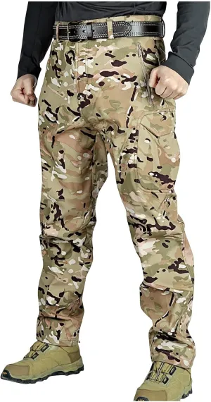 Men's Outdoor Cargo Work Trousers Tactical Pants Water Resistant Military Hiking Pants with Pockets Ripstop Pants
