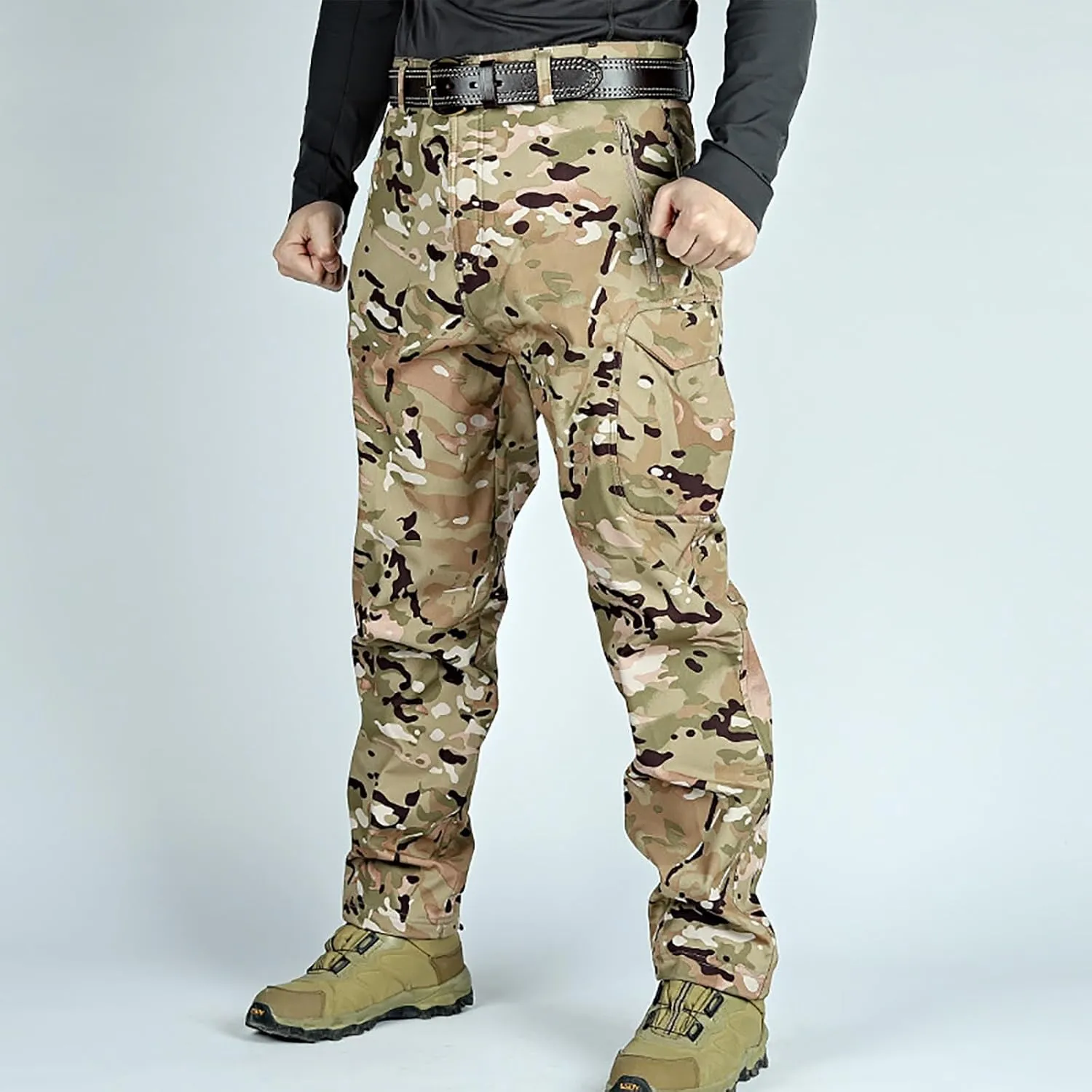 Men's Outdoor Cargo Work Trousers Tactical Pants Water Resistant Military Hiking Pants with Pockets Ripstop Pants