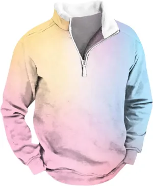 Men's Quarter Zipper Sherpa Sweatshirts 2025 Winter Thick Pullover Half Zip Stand Collar Fit Casual Tactical Jacket