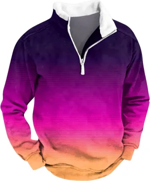 Men's Quarter Zipper Sherpa Sweatshirts 2025 Winter Thick Pullover Half Zip Stand Collar Fit Casual Tactical Jacket
