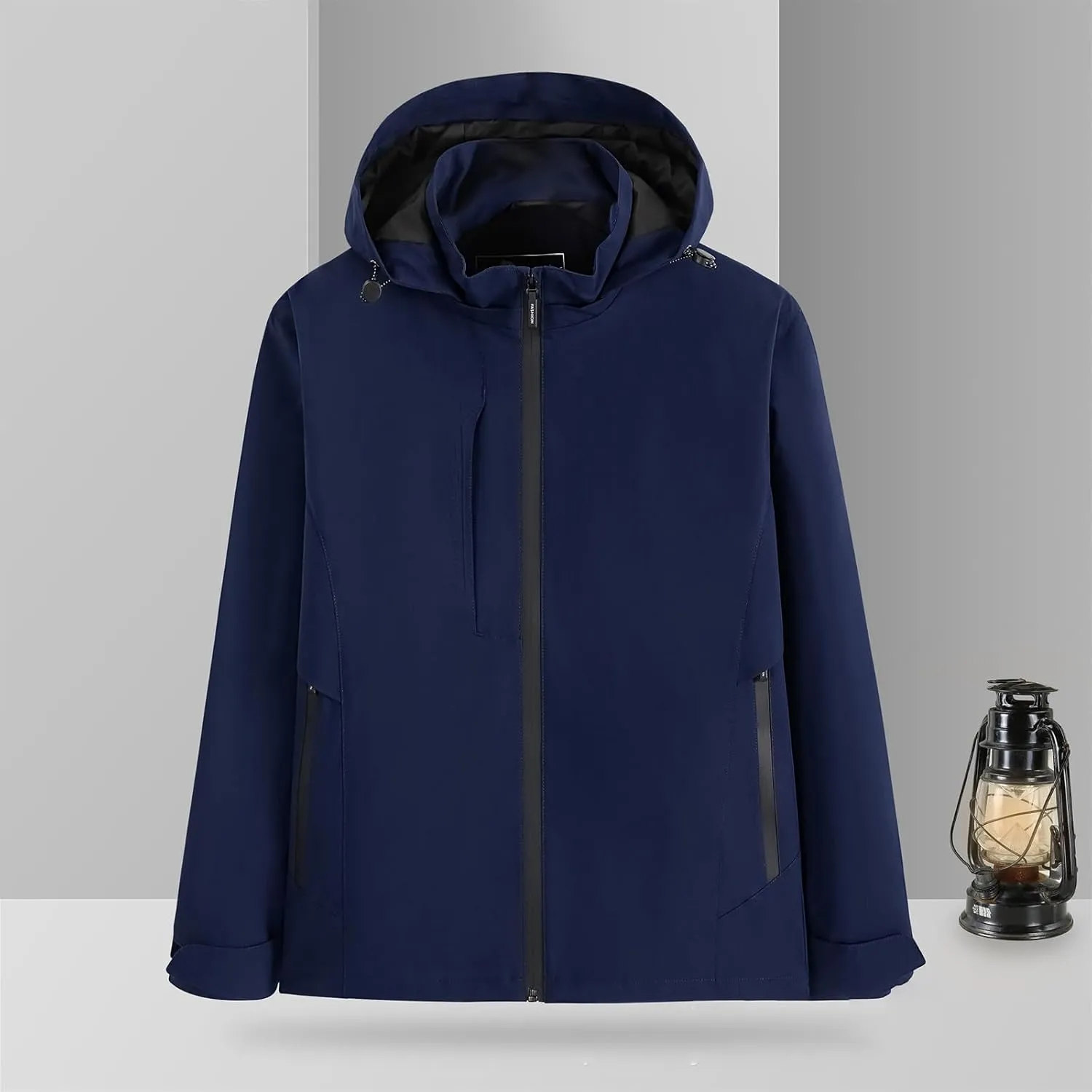 Men's Softshell Military Jacket Fleece Lined Water Repellent Outdoor Reflective Coat with Removable Hood