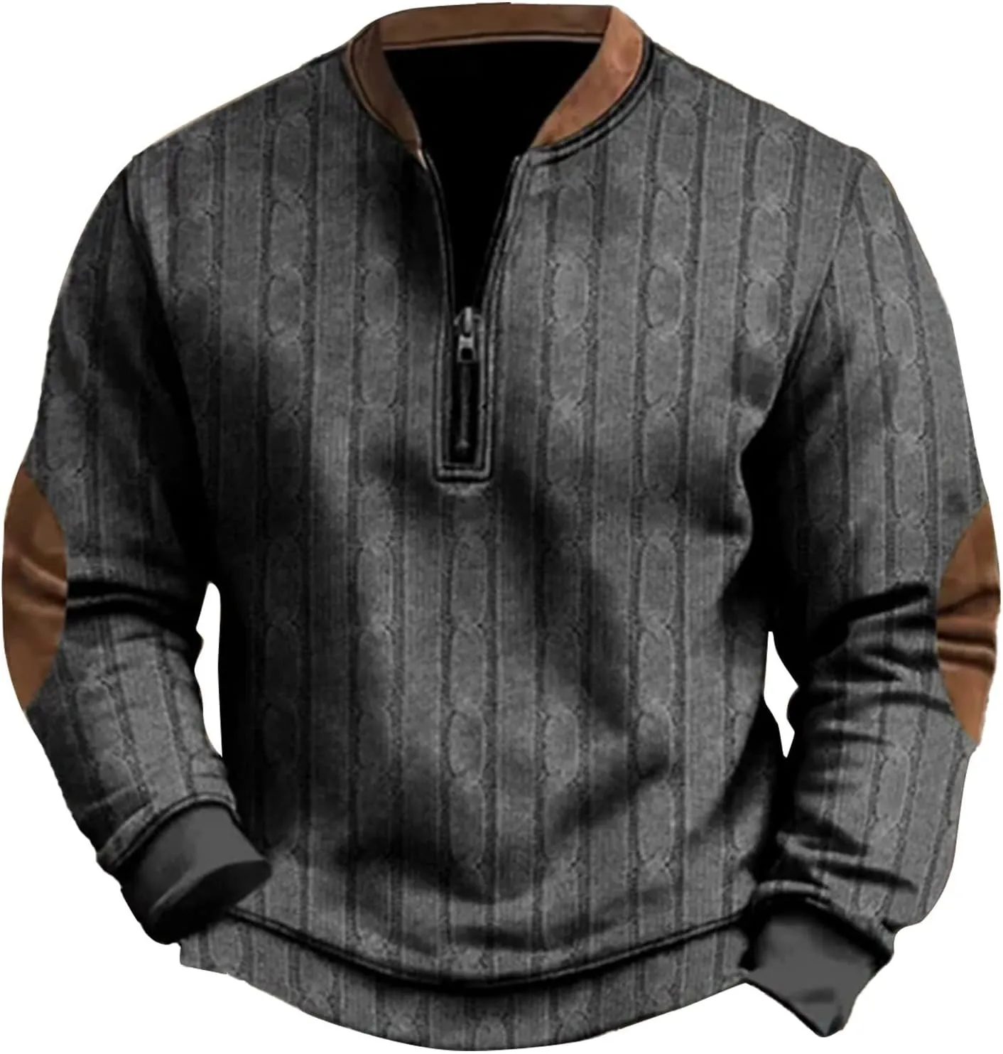 Men's Sweater 1/4 Zip Up Sweatshirt Funny 3D Pattern Stand Collar Pullover Sweaters Vintage Graphic Knit Print Polos