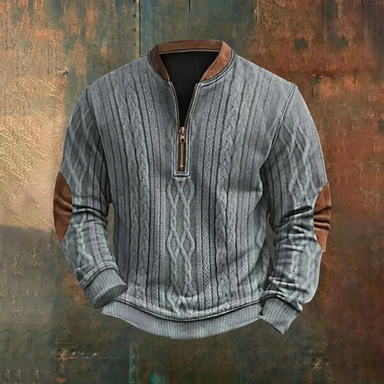 Men's Sweatshirts Quarter Zip Stand Collar 3D Pattern Sweater Casual Long Sleeve Funny Outdoor Knit Print Pullovers