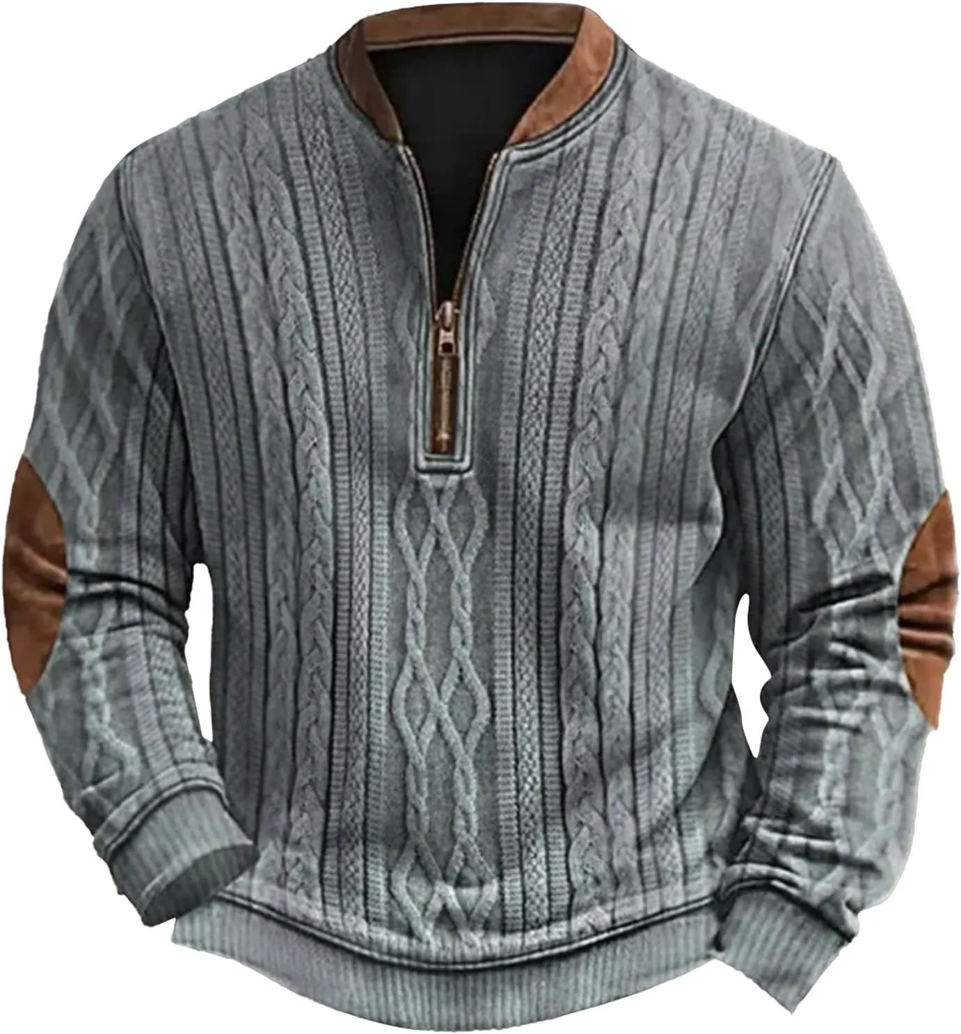 Men's Sweatshirts Quarter Zip Stand Collar 3D Pattern Sweater Casual Long Sleeve Funny Outdoor Knit Print Pullovers