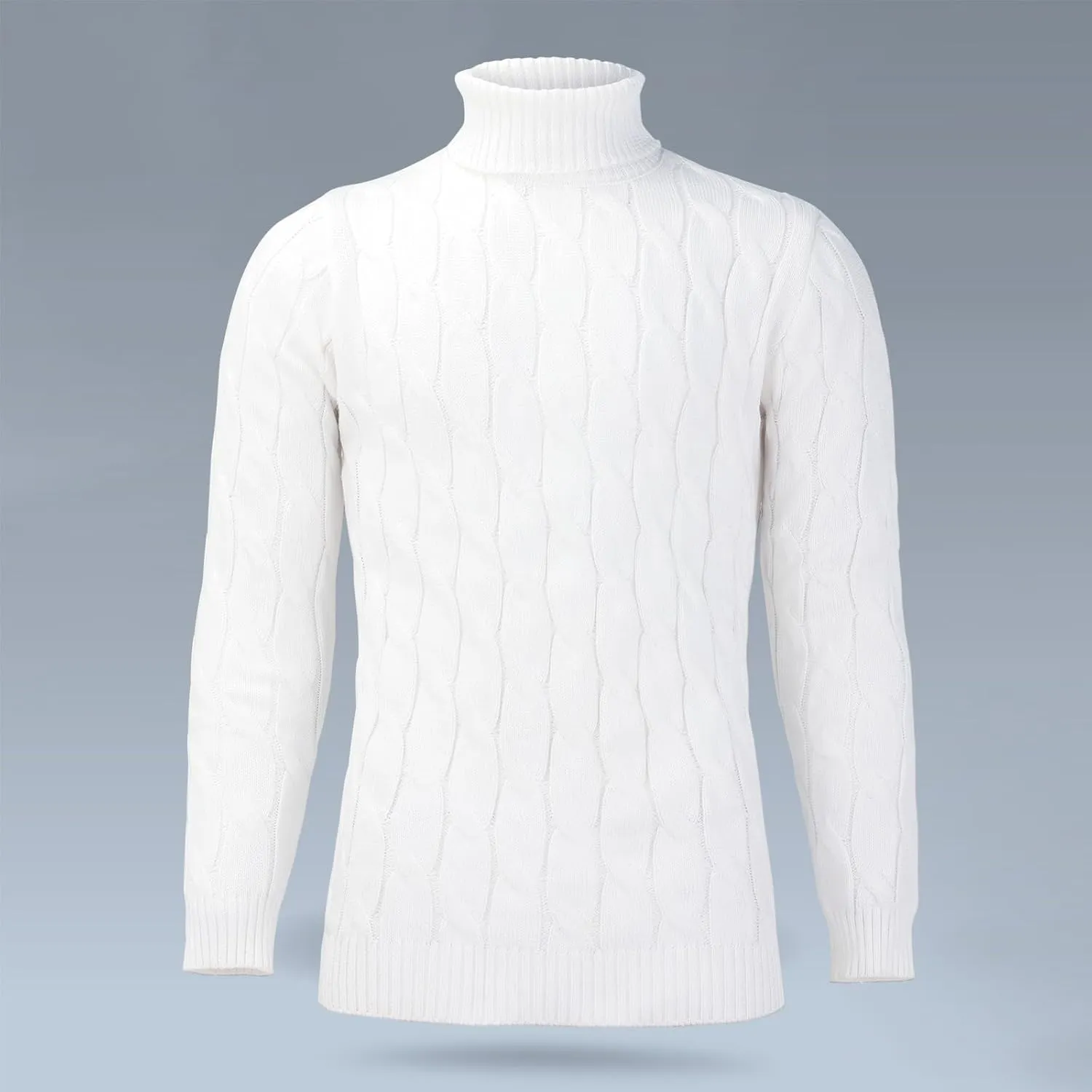 Mens Turtleneck Sweater Basic Long Sleeve Slim Fit Solid T-Shirt Fall Winter Casual Twisted Knitted Pullover Sweater
