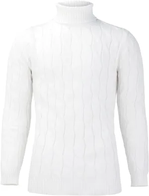 Mens Turtleneck Sweater Basic Long Sleeve Slim Fit Solid T-Shirt Fall Winter Casual Twisted Knitted Pullover Sweater