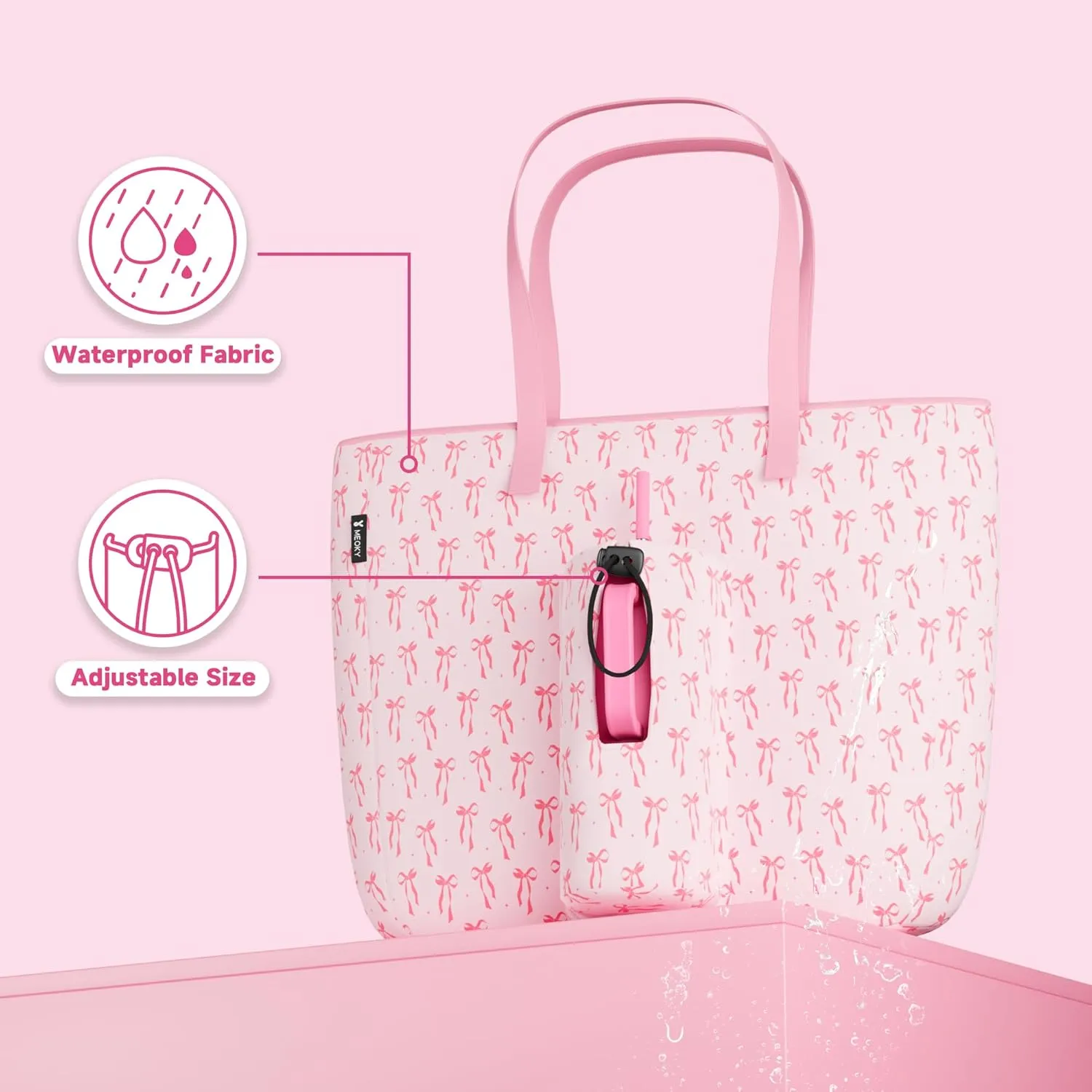 Meoky 15 L Womens Tote Bag: Utility Tote Bag with Zipper for 40 oz Tumbler with Handle
