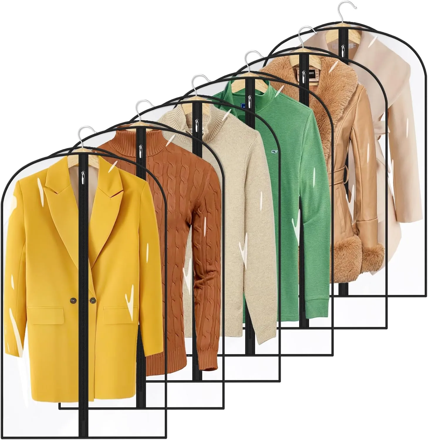 MISSLO All Clear Garment Bags for Hanging Clothes 40" Suit Bags for Closet Storage Plastic Clothes Covers for Shirts, Jackets, Coats, 6 Packs