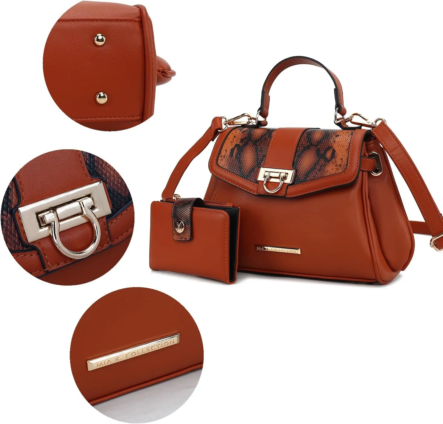 MKF Collection 2Pcs Satchel Bag with Wallet Snake Embossed Womens Crossbody Bag Vegan Leather Handbag Purse By Mia K