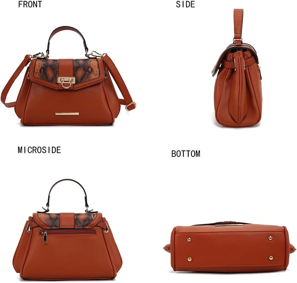 MKF Collection 2Pcs Satchel Bag with Wallet Snake Embossed Womens Crossbody Bag Vegan Leather Handbag Purse By Mia K