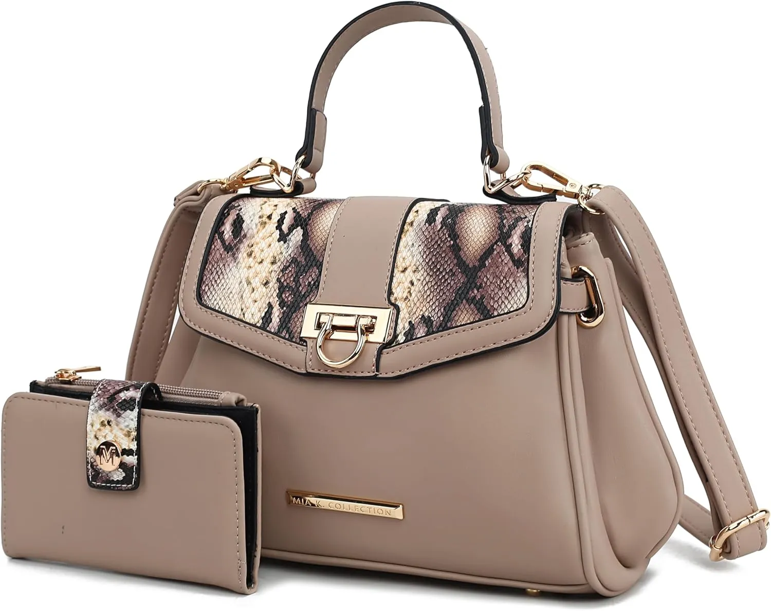 MKF Collection 2Pcs Satchel Bag with Wallet Snake Embossed Womens Crossbody Bag Vegan Leather Handbag Purse By Mia K