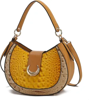 MKF Collection Shoulder Bag for Women, Croco Vegan Leather Hobo Bag Handbag Purse by Mia K