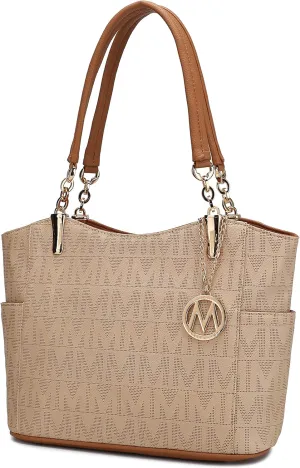 MKF Collection Signature Tote Bag for Women, Shoulder bag Vegan Leather Top-Handle Handbag Purse