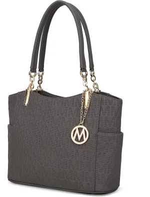 MKF Collection Signature Tote Bag for Women, Shoulder bag Vegan Leather Top-Handle Handbag Purse