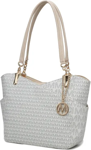 MKF Collection Signature Tote Bag for Women, Shoulder bag Vegan Leather Top-Handle Handbag Purse