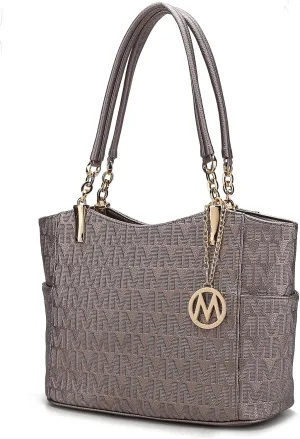 MKF Collection Signature Tote Bag for Women, Shoulder bag Vegan Leather Top-Handle Handbag Purse