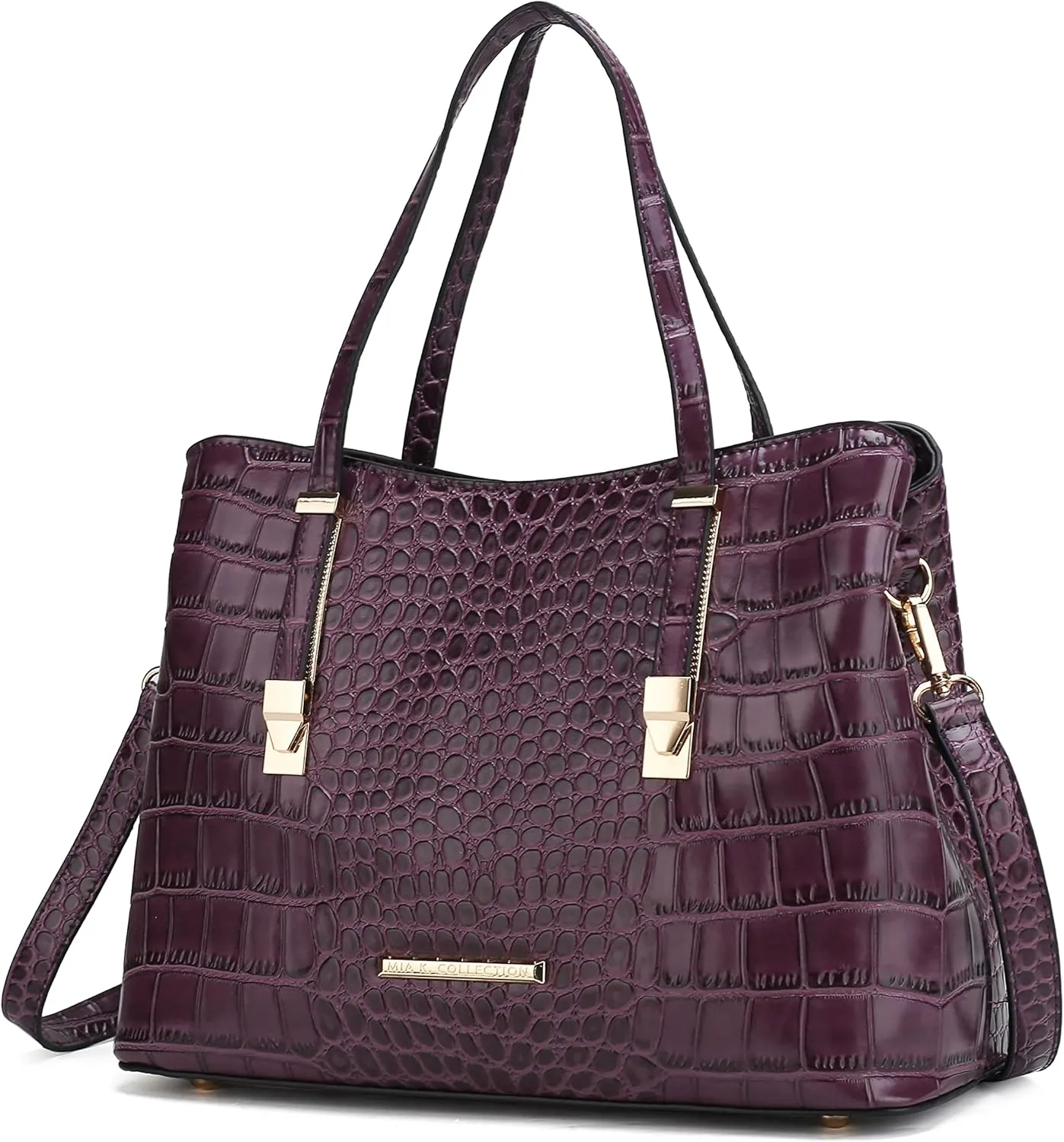 MKF Collection Tote Bag for Women, Crocodile Embossed Vegan Leather Fashion Designer Satchel Handbag Crossover