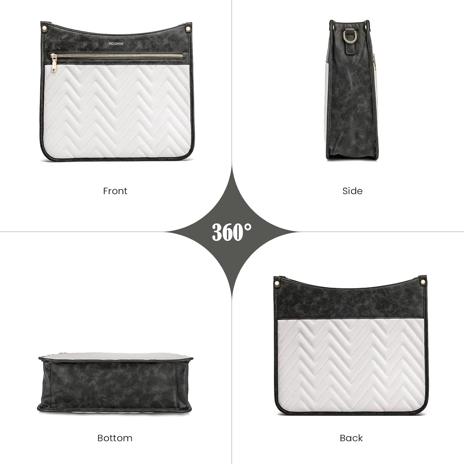 molshine Quilted Crossbody Bags for Women, Medium PU Leather Crossbody Shoulder Handbag with Adjustable Wide Strap DLK0039