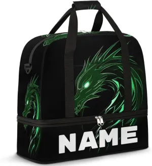 Monster Dragon Custom Foldable Duffle Bag with Shoes Compartment Personalized Large Capacity Waterproof Travel Weekender Bag Overnight Bag for Sports Gym