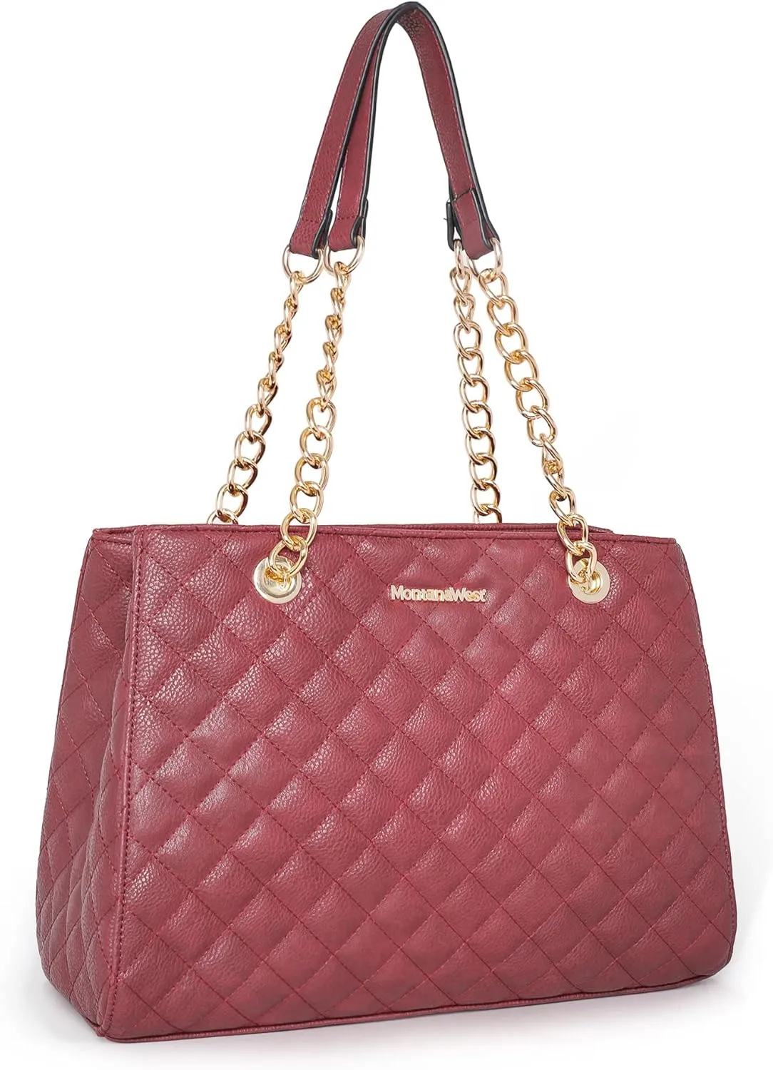 Montana West MEDIUM Tote Bag for Women Quilted Chain Handbags Shoulder Purse