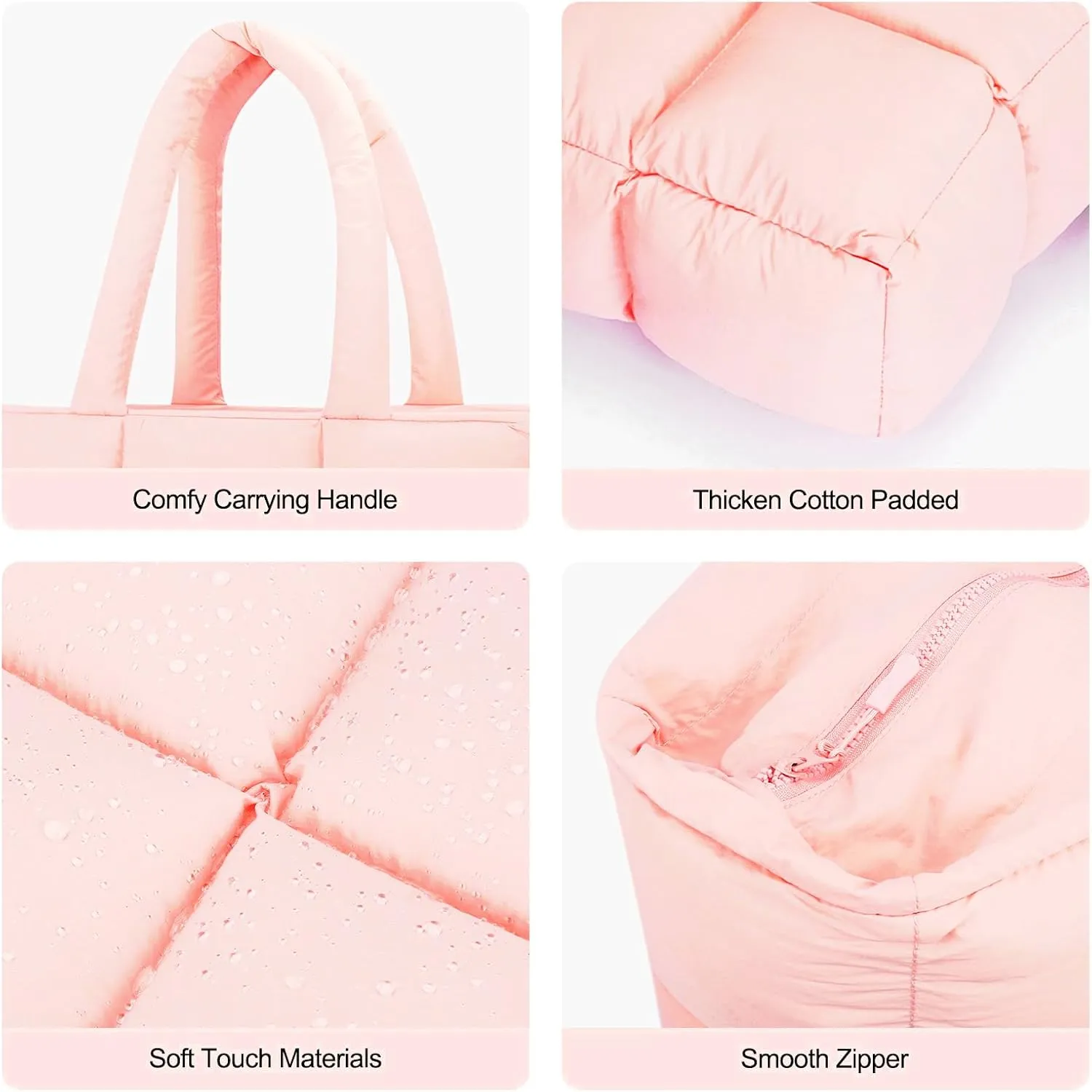 Mossio Travel Puffer Tote Bag for Women - Large Quilted Shoulder Bag Handbag Puffy Weekender Overnight Bag for Shop Work Gym
