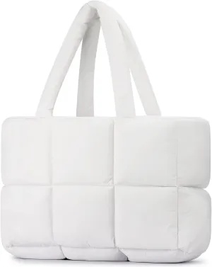 Mossio Travel Puffer Tote Bag for Women - Large Quilted Shoulder Bag Handbag Puffy Weekender Overnight Bag for Shop Work Gym
