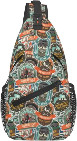 Motorcycle Hill Climb Logo Sling Shoulder Backpack Chest Bag Crossbody Bag Cycling Travel Hiking Daypack Fanny Pack For Men Women Casual Daypack Backpack pattern20