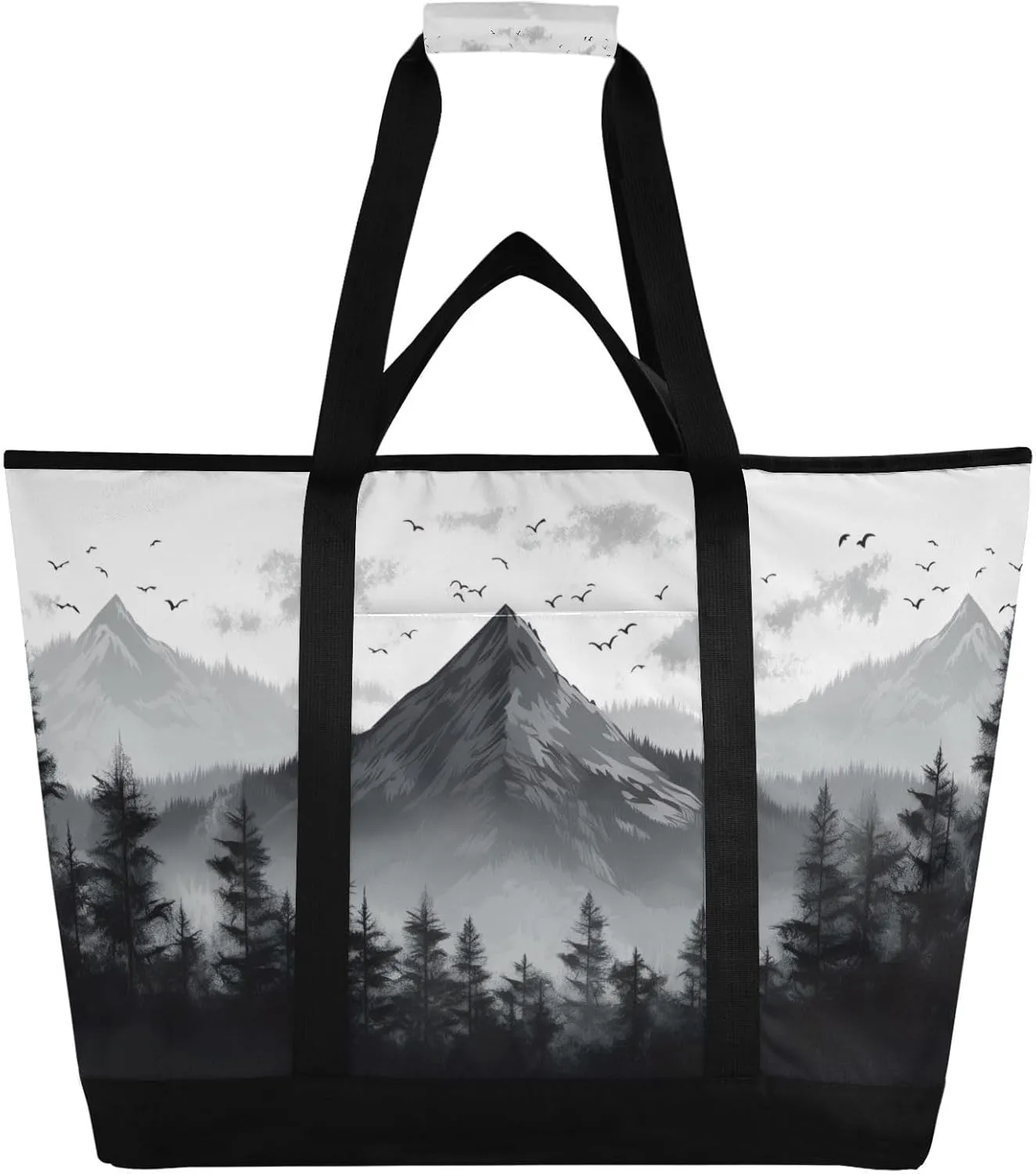 Mountain Reusable Insulated Lunchbox Cooler Bag, Leakproof Kitchen Grocery Bag Collapsible Portable Cooler Tote Bag for Picnic, Camping, Office, Travel