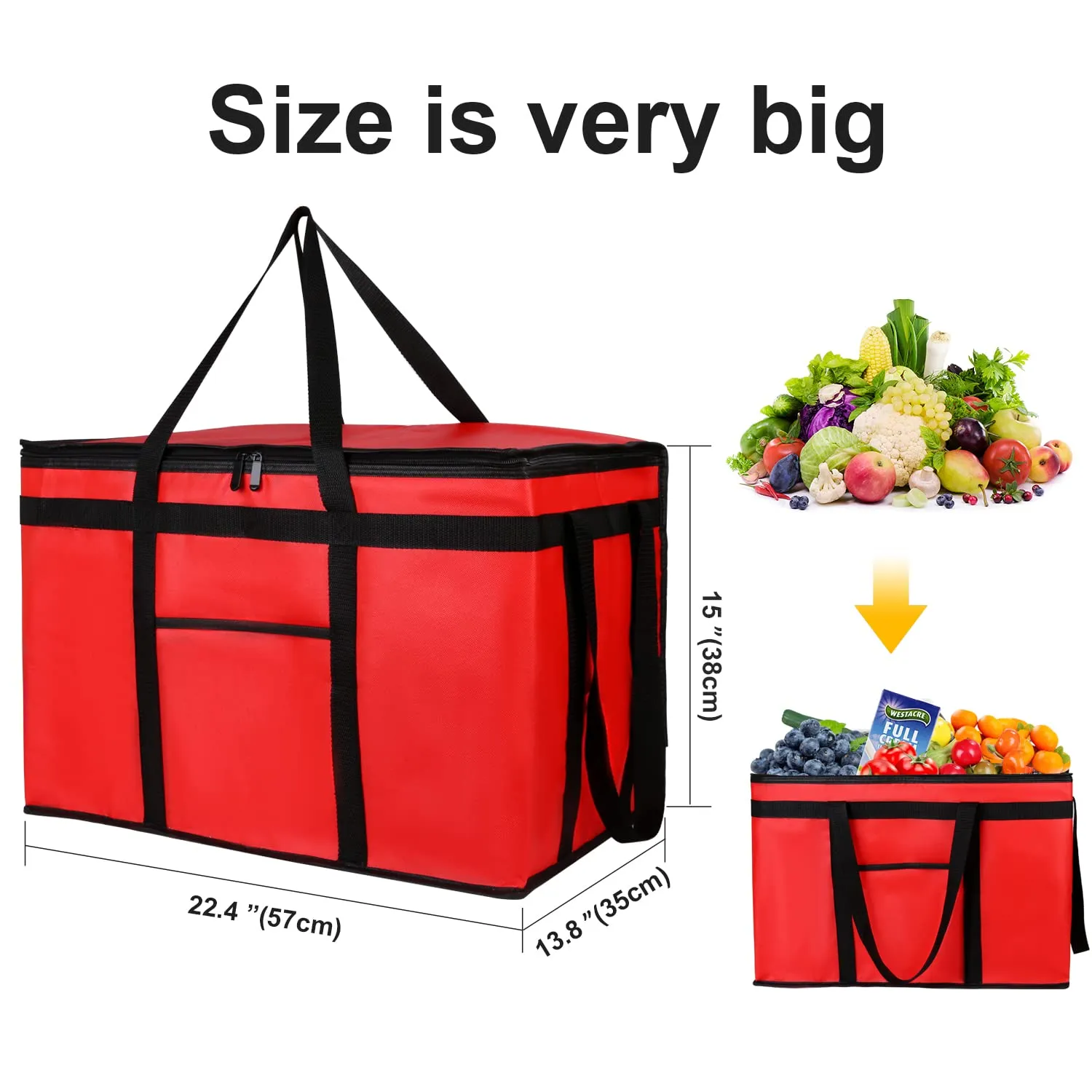musbus 5 PACK RED extra large XXXL Insulated Food Delivery Bag Cooler Bags Keep Food Warm Catering Therma for doordash Catering Cooler Bags Keep Food Warm Catering Therma Catering Shopper hot XXXL