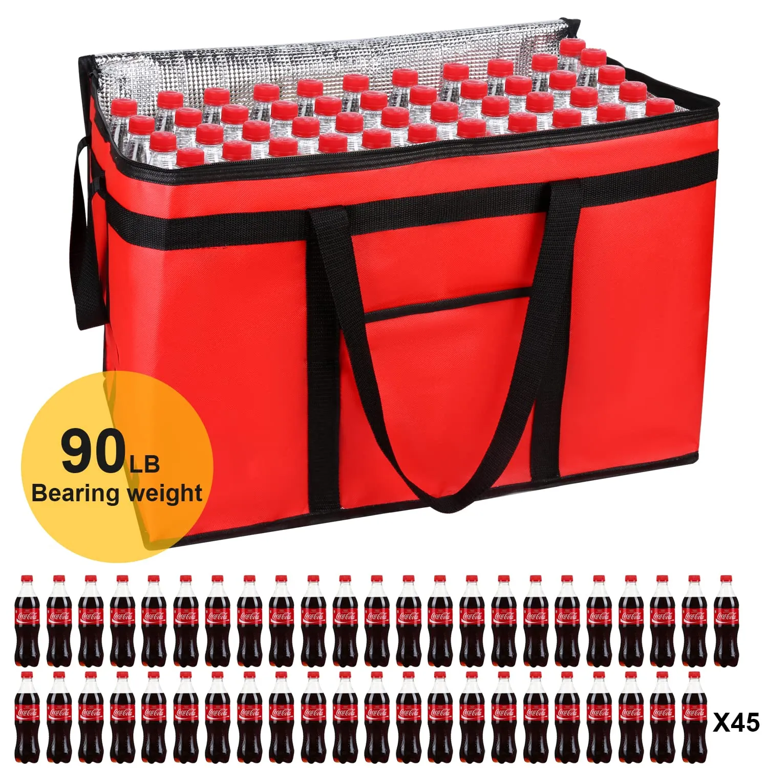 musbus 5 PACK RED extra large XXXL Insulated Food Delivery Bag Cooler Bags Keep Food Warm Catering Therma for doordash Catering Cooler Bags Keep Food Warm Catering Therma Catering Shopper hot XXXL