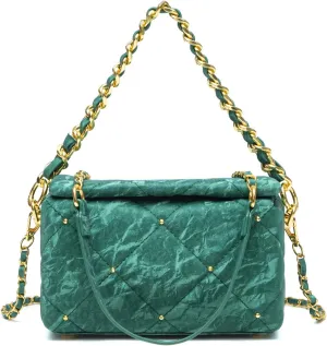 myfriday Small Quilted Crossbody Bags for Women Luxury PU Trendy Designer Shoulder Handbag Purse with 2 Chain Strap