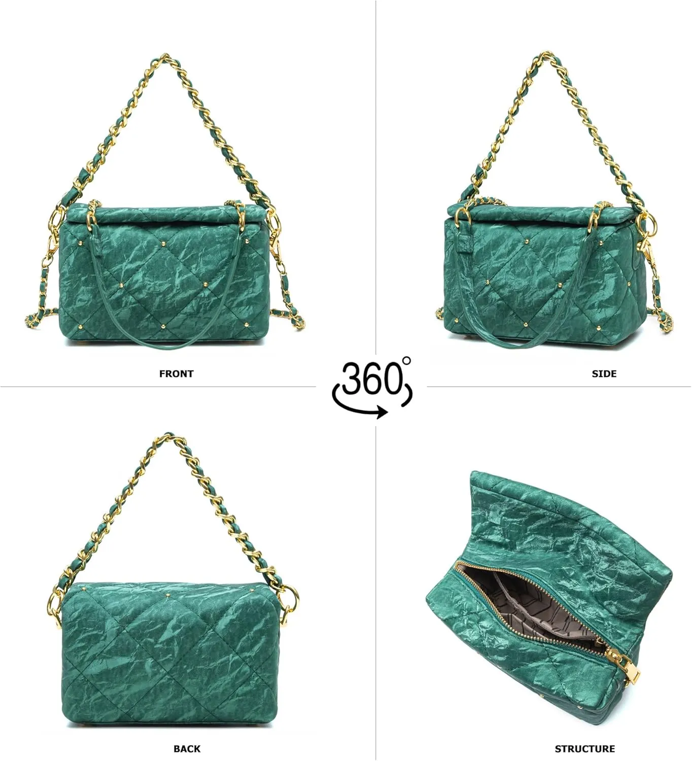 myfriday Small Quilted Crossbody Bags for Women Luxury PU Trendy Designer Shoulder Handbag Purse with 2 Chain Strap