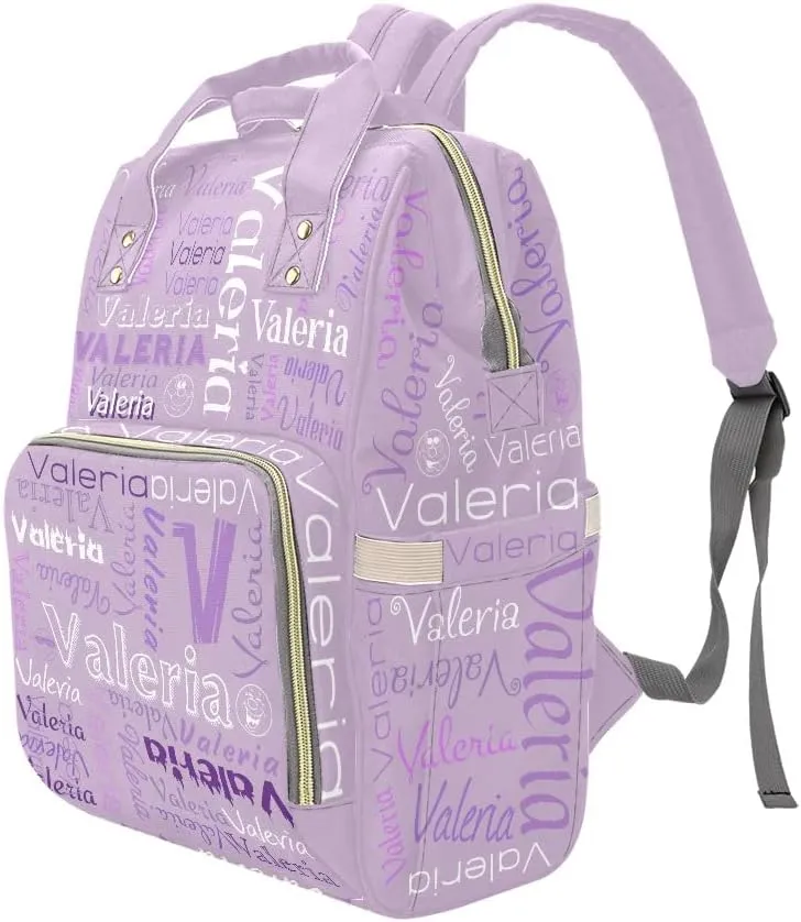 Name Light Purple Diaper Bags with Name Waterproof Mummy Backpack Nappy Nursing Baby Bags Gifts Tote Bag for Women