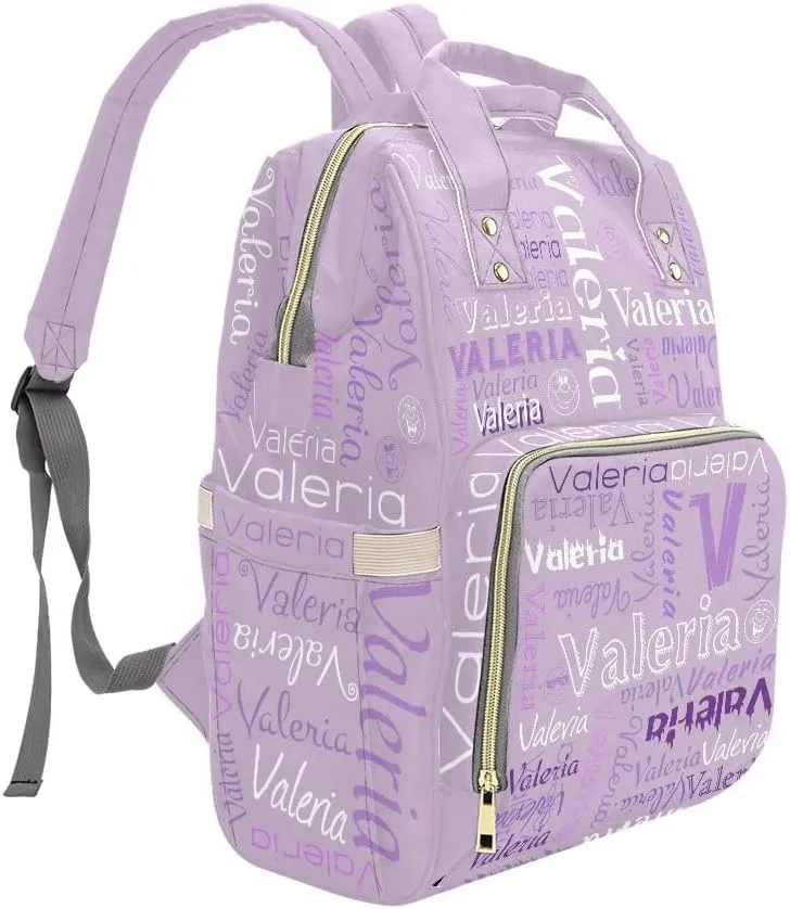 Name Light Purple Diaper Bags with Name Waterproof Mummy Backpack Nappy Nursing Baby Bags Gifts Tote Bag for Women