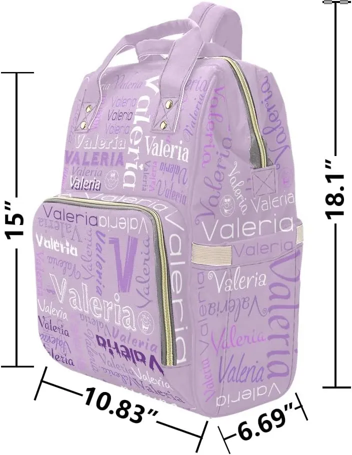 Name Light Purple Diaper Bags with Name Waterproof Mummy Backpack Nappy Nursing Baby Bags Gifts Tote Bag for Women