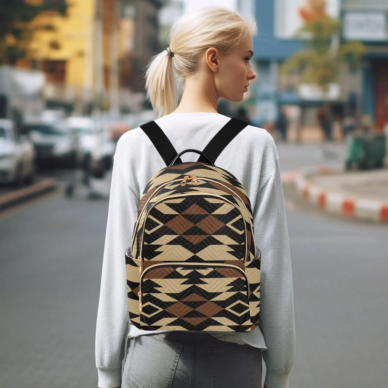Native American Indian Tribal Art Mini Backpack for Women, Travel Backpack Purse Daypack Shoulder Bag for Ladies