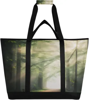 Natural Forest Sunlight Reusable Insulated Lunchbox Cooler Bag, Leakproof Kitchen Grocery Bag Collapsible Portable Cooler Tote Bag for Picnic, Camping, Office, Travel