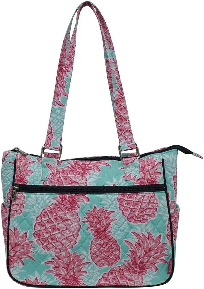 NGIL Quilted Cotton Shoulder Bag (Southern Summer Pineapple Navy)
