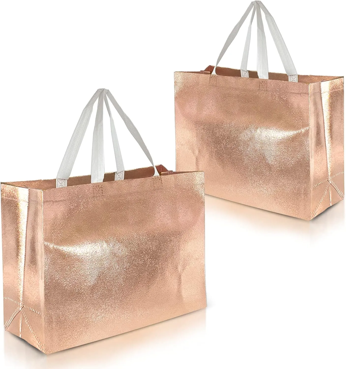 Nush Nush Rose Gold Gift Bags - Extra Large Size Set of 12 Reusable XL Gift Bags With Handles - 15.5Wx6Dx12H